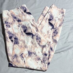 Old Navy Marble Print Leggings - Purple and Cream